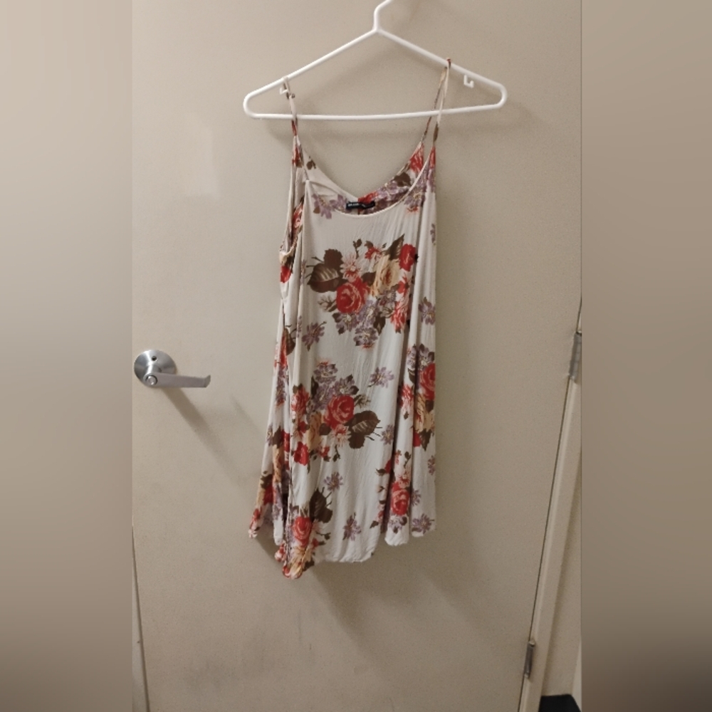 Brandy Melville Women's Floral V Neck Spaghetti Strap Mini Dress One Size
